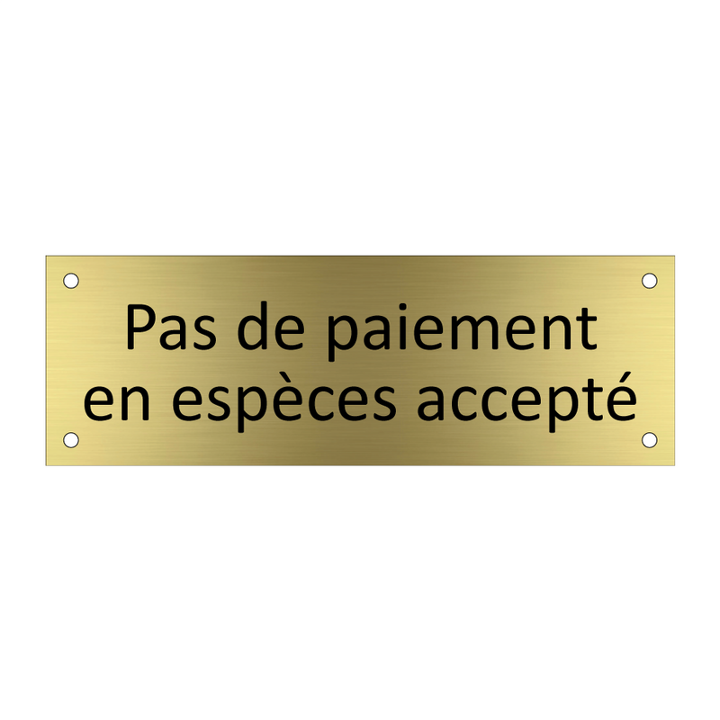 Pas de paiement en espèces accepté