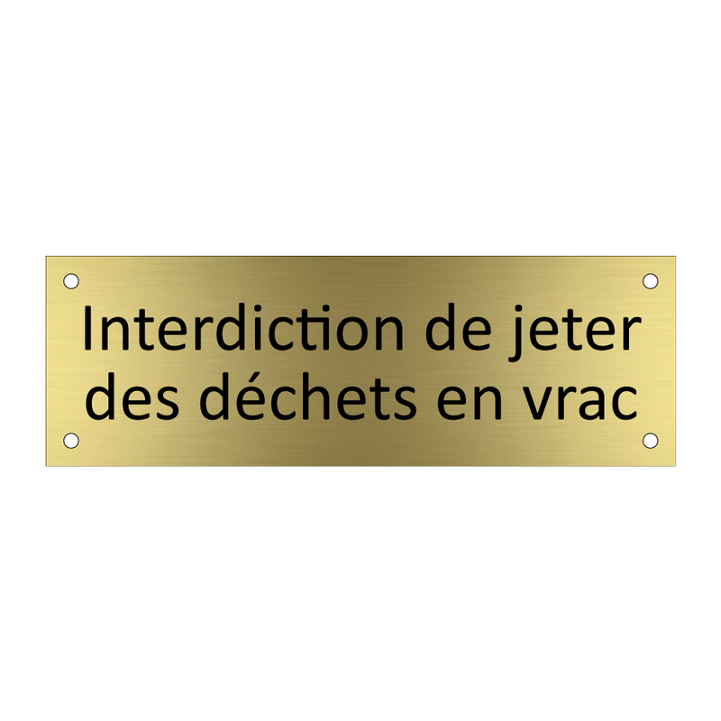 Interdiction de jeter des déchets en vrac