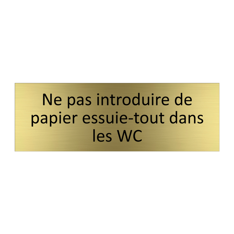 Ne pas introduire de papier essuie-tout dans les WC