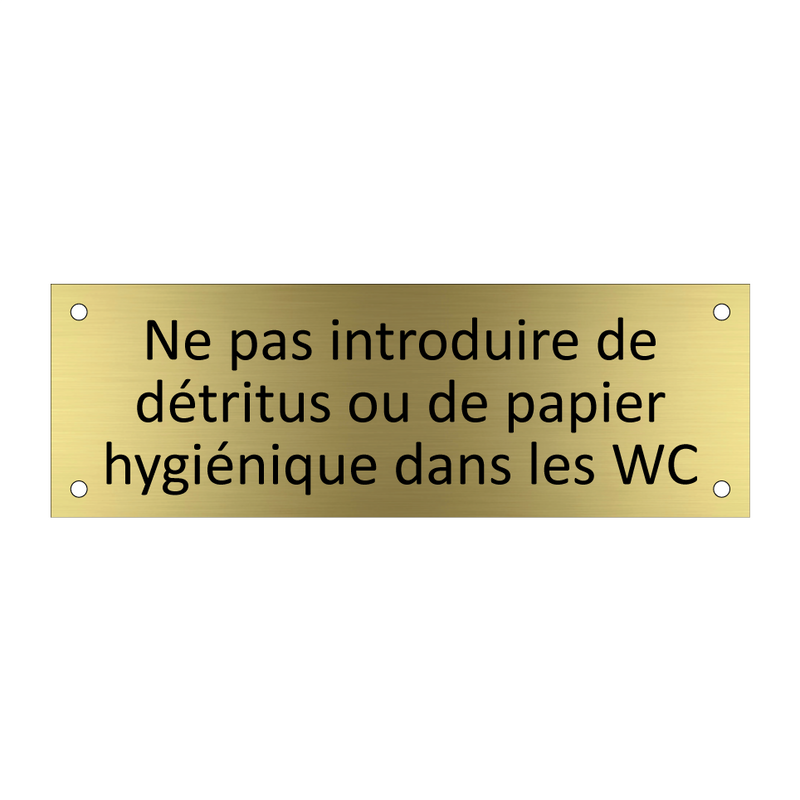 Ne pas introduire de détritus ou de papier hygiénique dans les WC