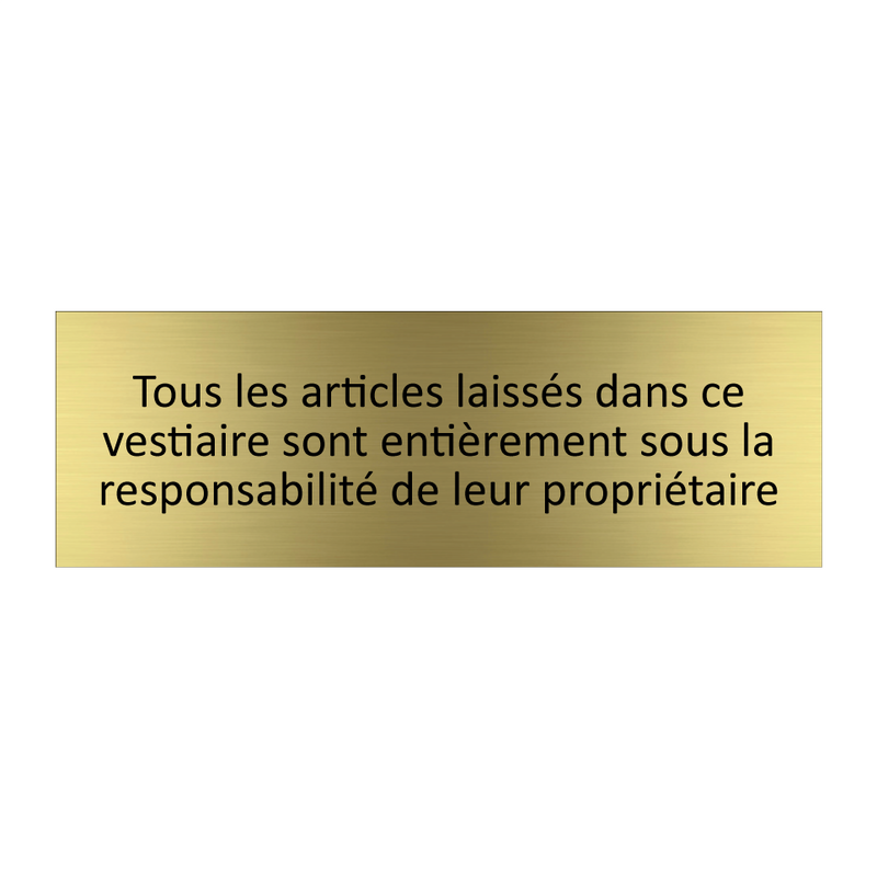 Tous les articles laissés dans ce vestiaire sont entièrement sous la responsabilité de leur propriétaire