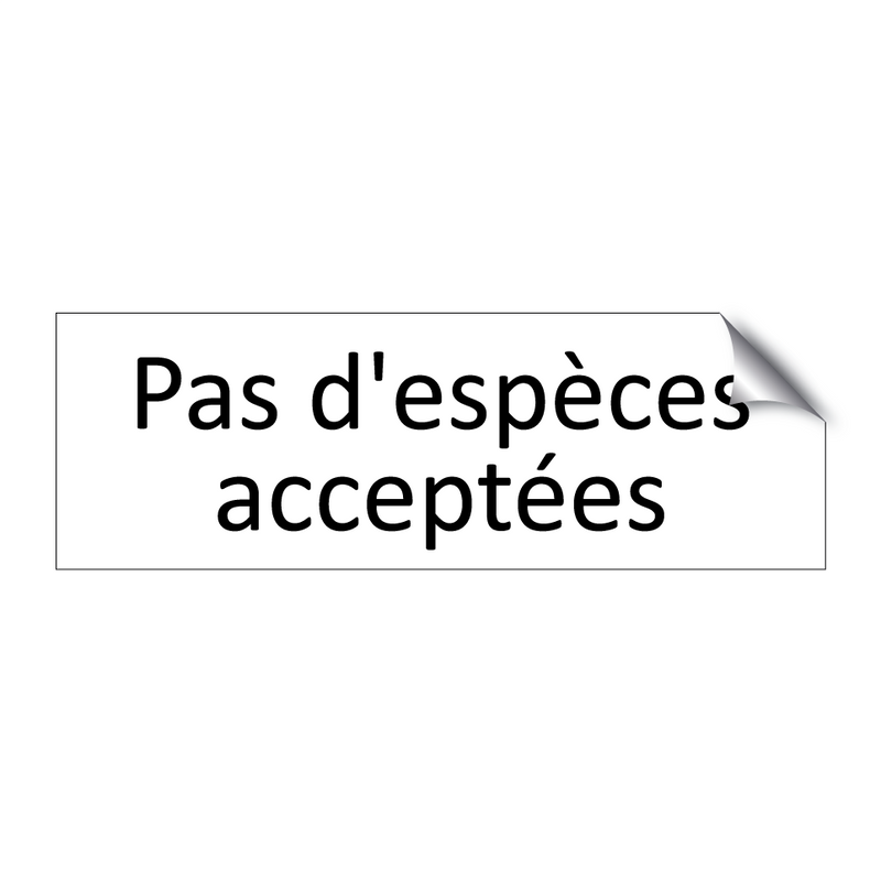 Pas d'espèces acceptées