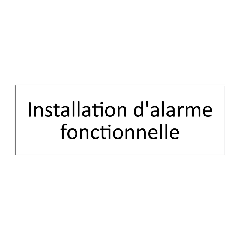 Installation d'alarme fonctionnelle