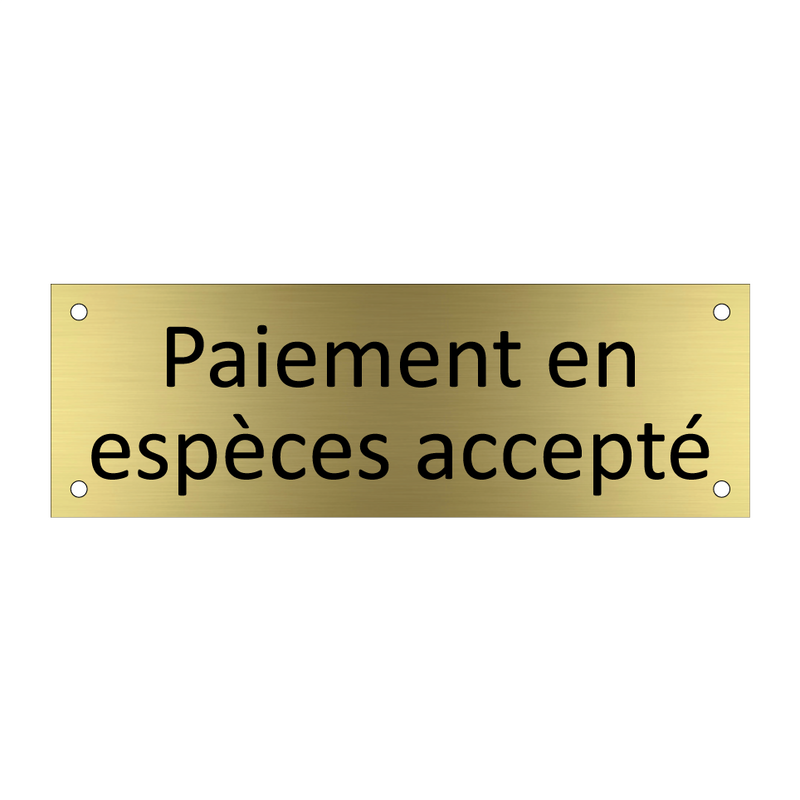 Paiement en espèces accepté