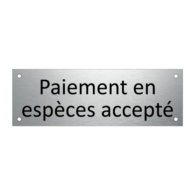 Paiement en espèces accepté