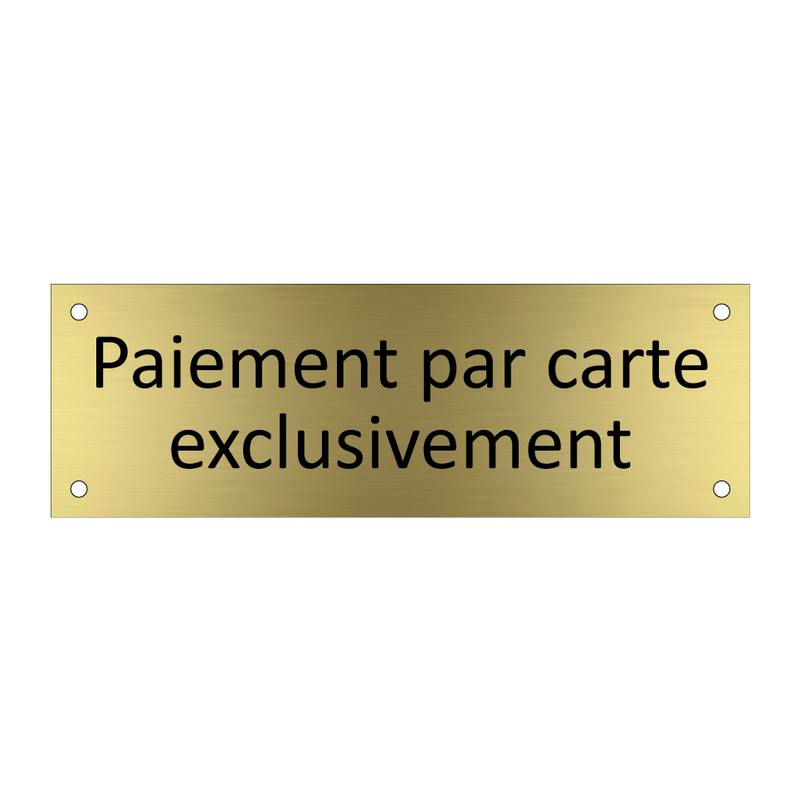 Paiement par carte exclusivement