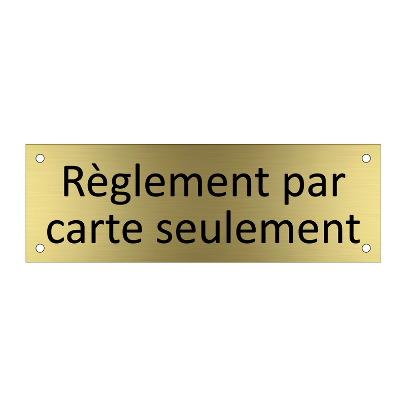 Règlement par carte seulement