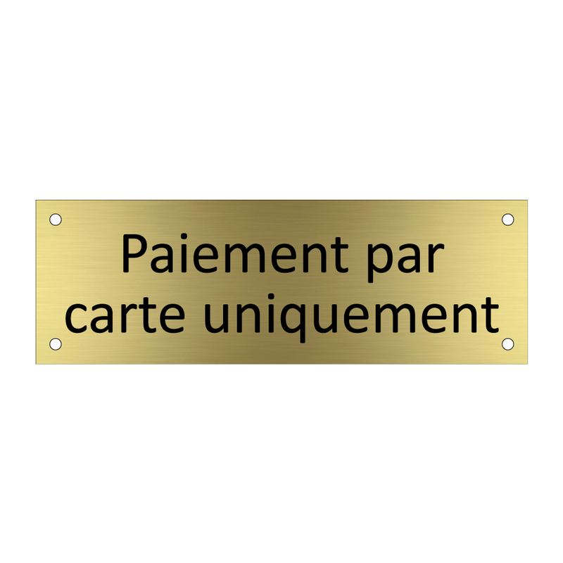 Paiement par carte uniquement