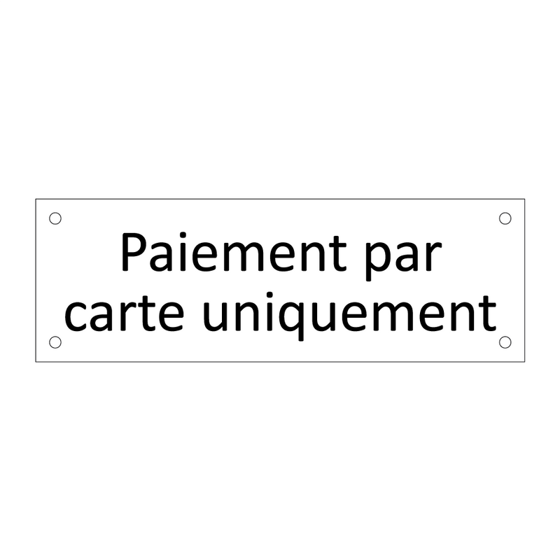 Paiement par carte uniquement