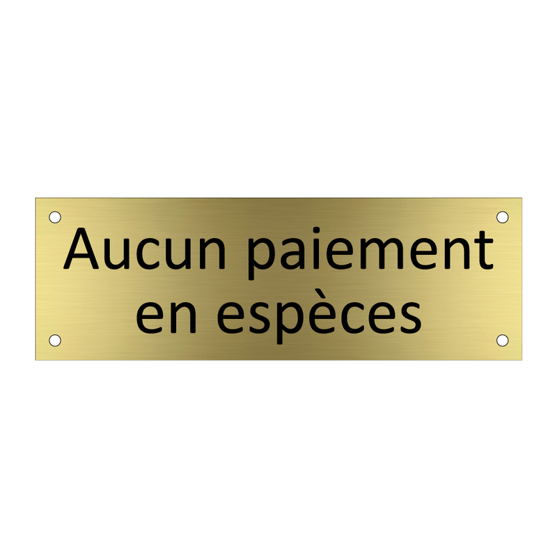 Aucun paiement en espèces