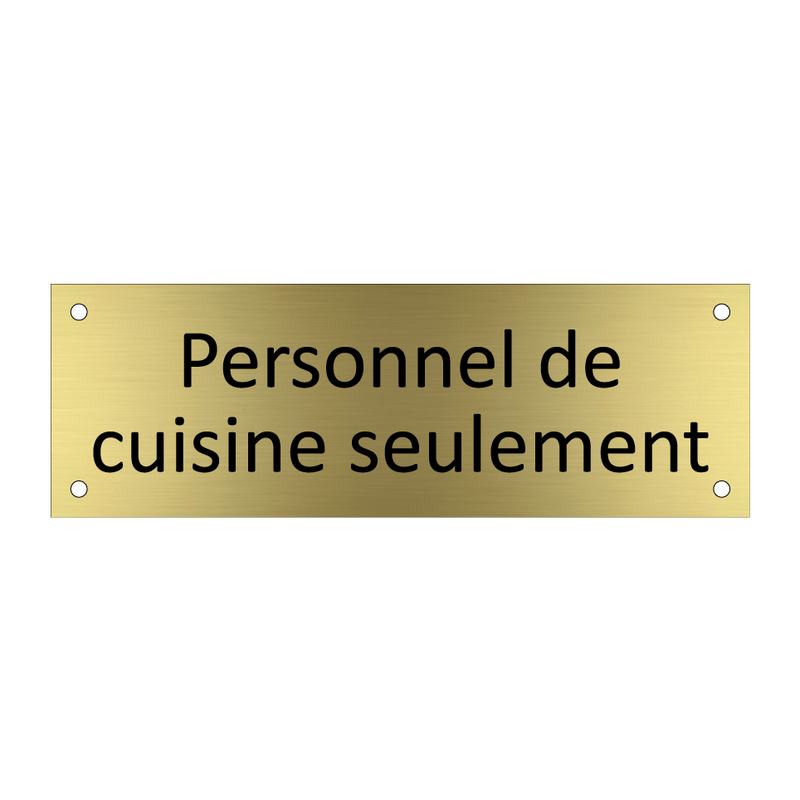 Personnel de cuisine seulement