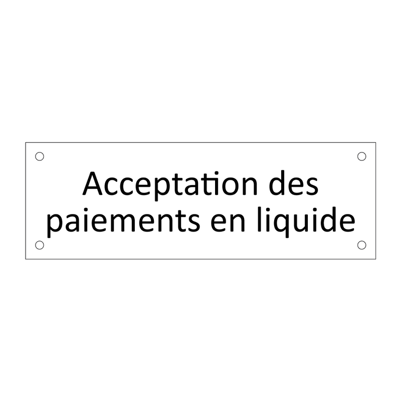 Acceptation des paiements en liquide