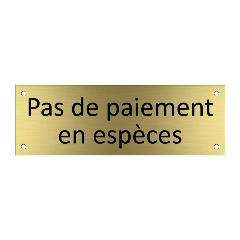 Pas de paiement en espèces