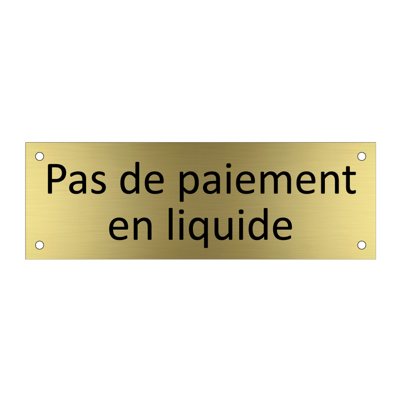 Pas de paiement en liquide