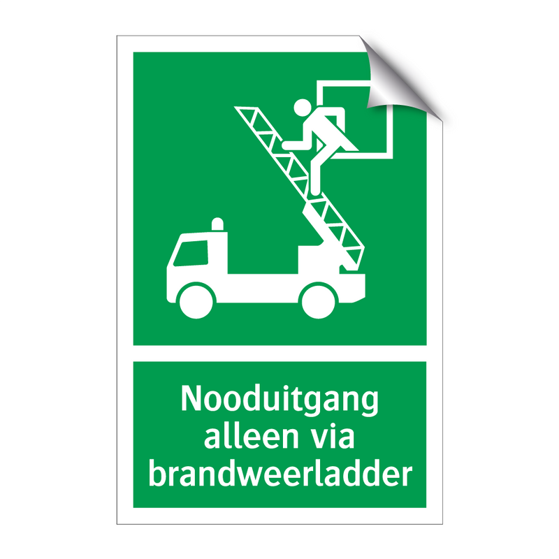 Nooduitgang alleen via brandweerladder & Nooduitgang alleen via brandweerladder