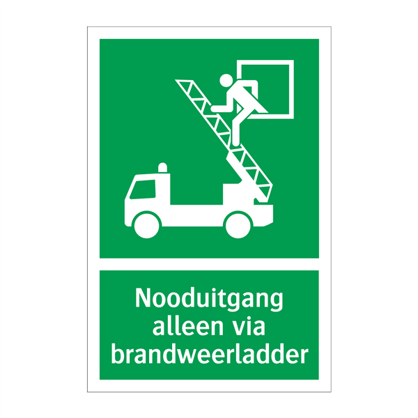 Nooduitgang alleen via brandweerladder & Nooduitgang alleen via brandweerladder