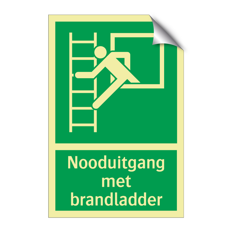 Nooduitgang met brandladder & Nooduitgang met brandladder & Nooduitgang met brandladder