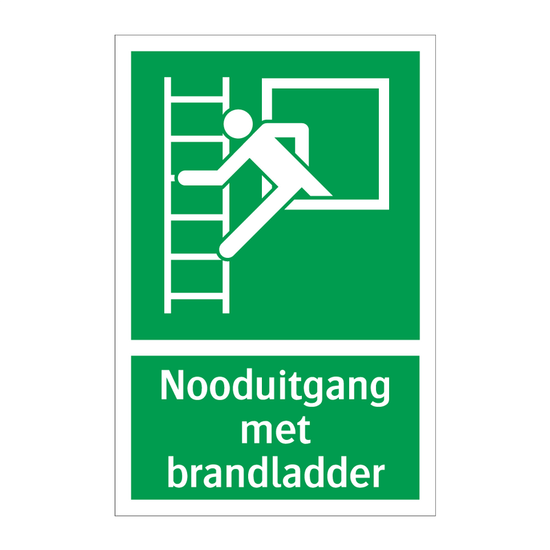 Nooduitgang met brandladder & Nooduitgang met brandladder & Nooduitgang met brandladder