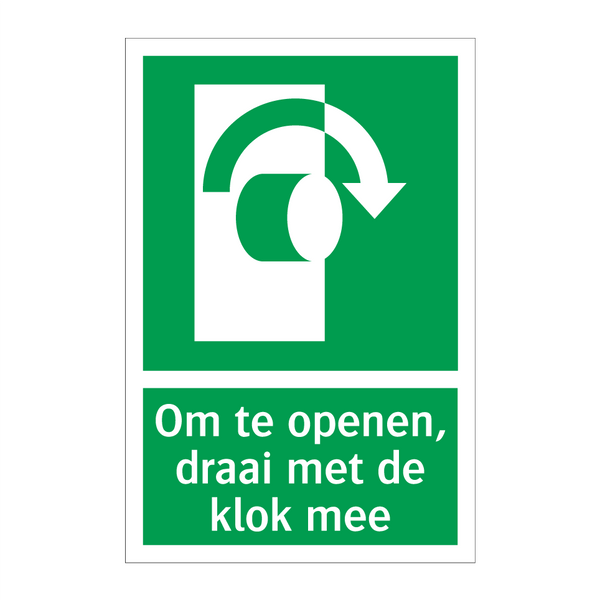 Om te openen, draai met de klok mee & Om te openen, draai met de klok mee