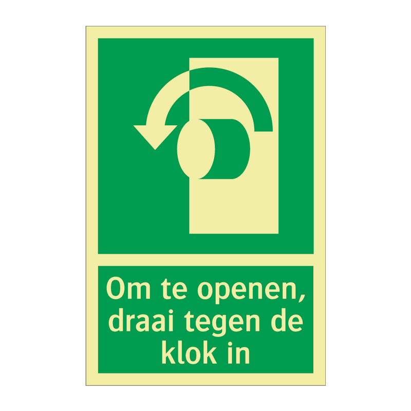 Om te openen, draai tegen de klok in & Om te openen, draai tegen de klok in