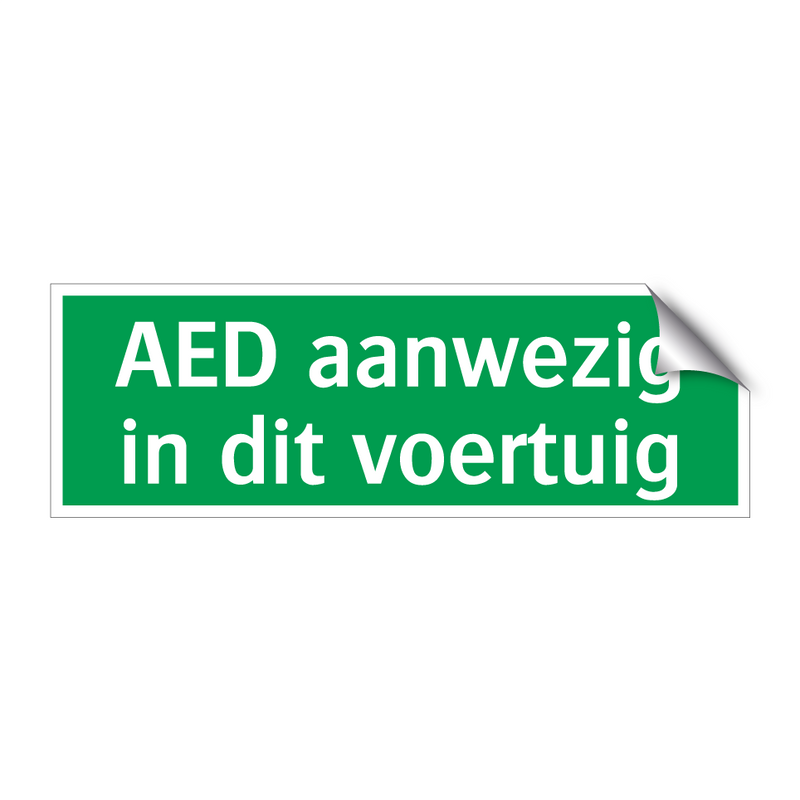 AED aanwezig in dit voertuig