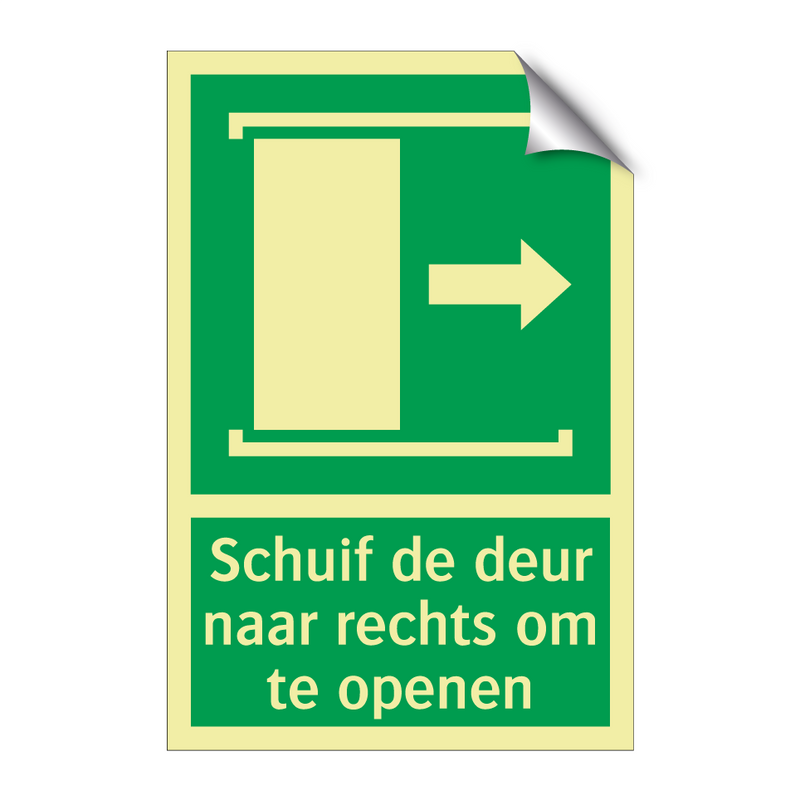 Schuif de deur naar rechts om te openen & Schuif de deur naar rechts om te openen