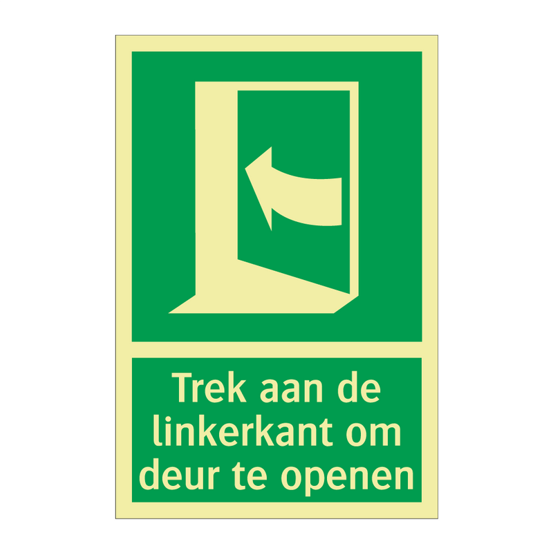 Trek aan de linkerkant om deur te openen & Trek aan de linkerkant om deur te openen