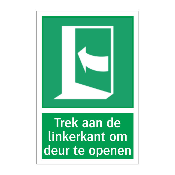 Trek aan de linkerkant om deur te openen & Trek aan de linkerkant om deur te openen