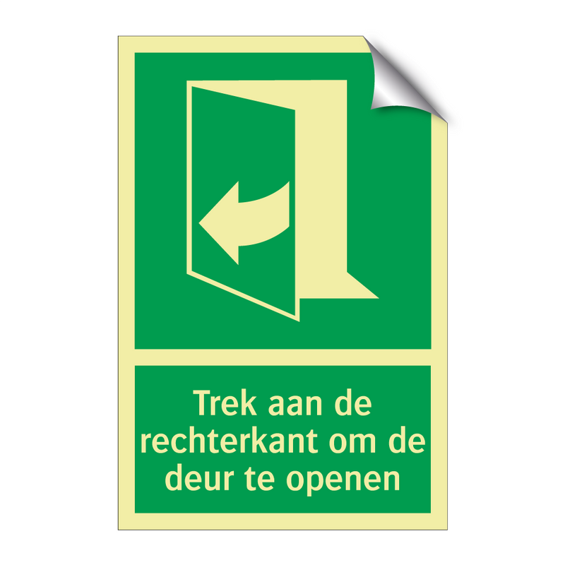 Trek aan de rechterkant om de deur te openen & Trek aan de rechterkant om de deur te openen