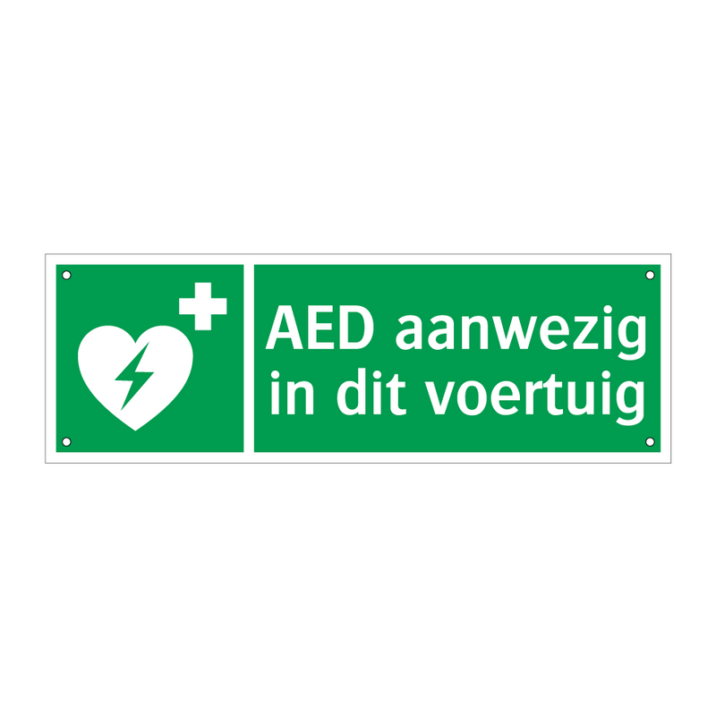 AED aanwezig in dit voertuig