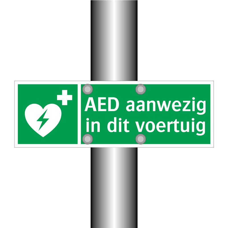 AED aanwezig in dit voertuig