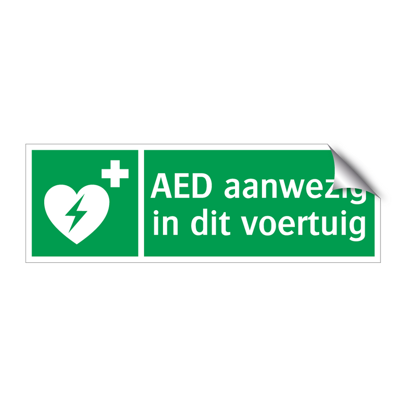 AED aanwezig in dit voertuig