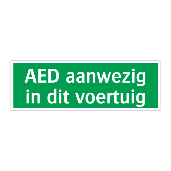 AED aanwezig in dit voertuig