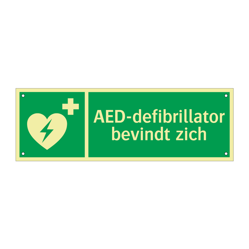 AED-defibrillator bevindt zich