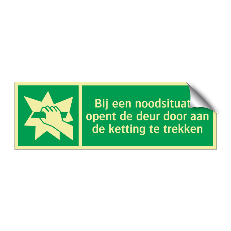 Bij een noodsituatie opent de deur door aan de ketting te trekken