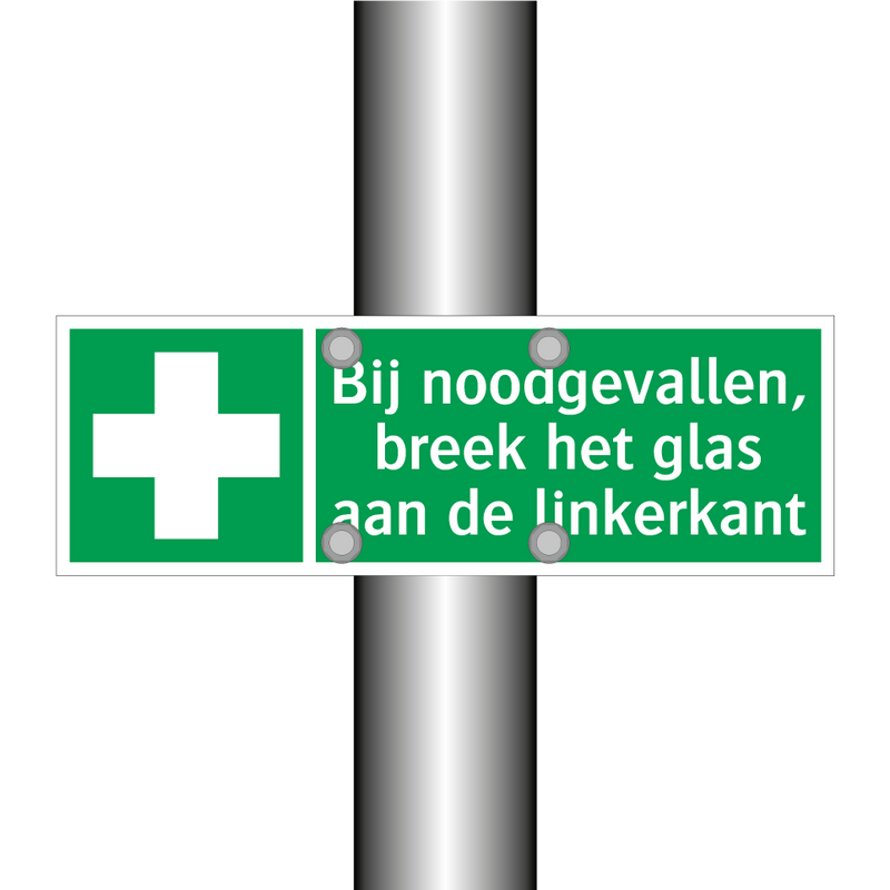 Bij noodgevallen, breek het glas aan de linkerkant