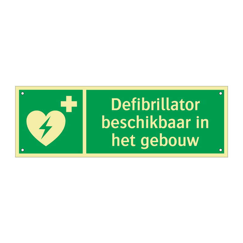 Defibrillator beschikbaar in het gebouw