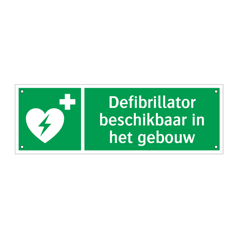 Defibrillator beschikbaar in het gebouw