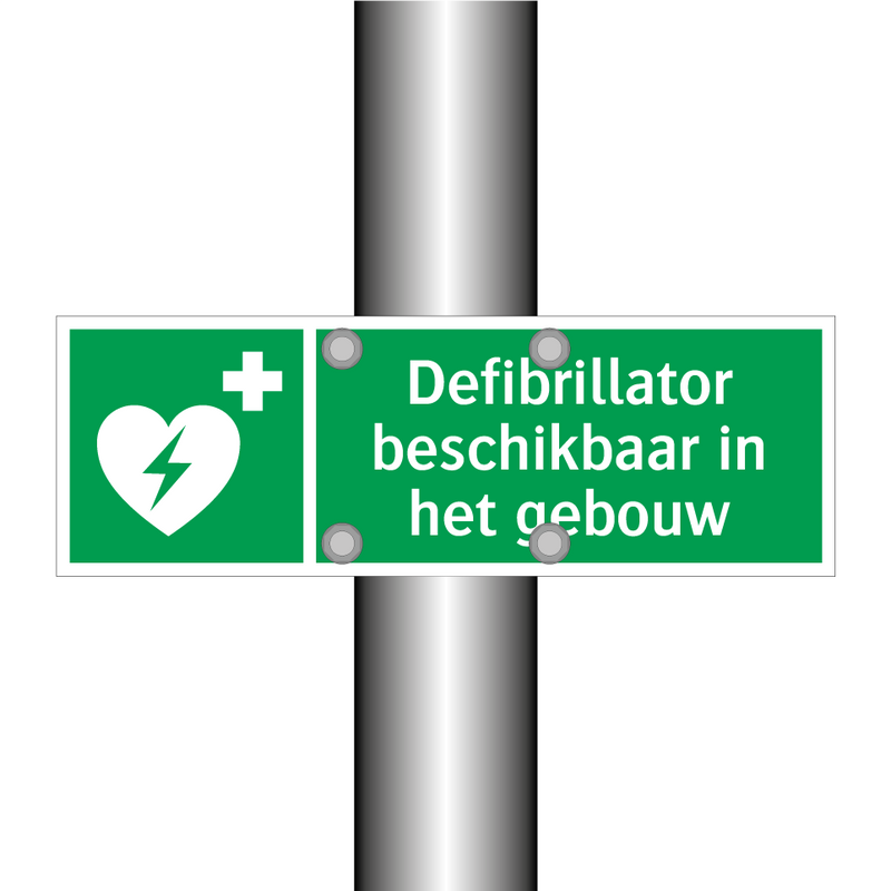 Defibrillator beschikbaar in het gebouw