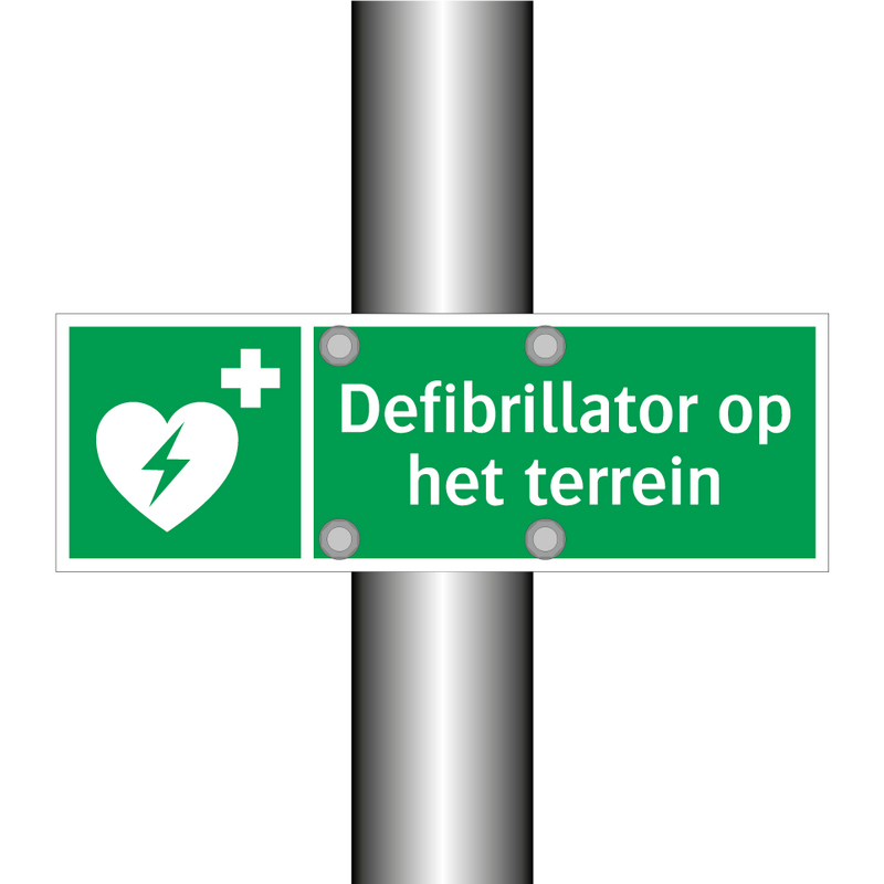 Defibrillator op het terrein