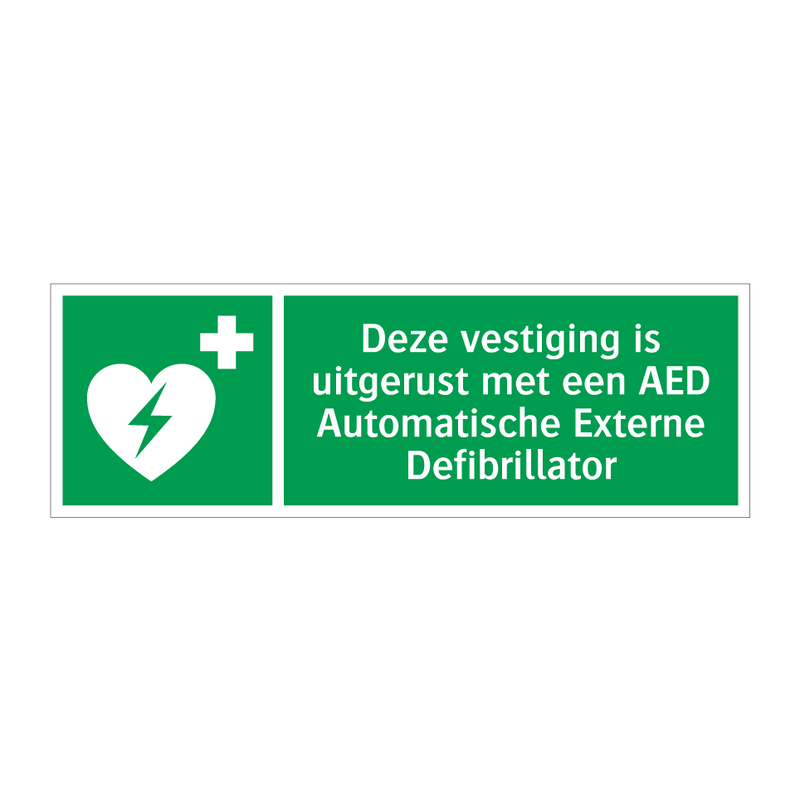 Deze vestiging is uitgerust met een AED Automatische Externe Defibrillator