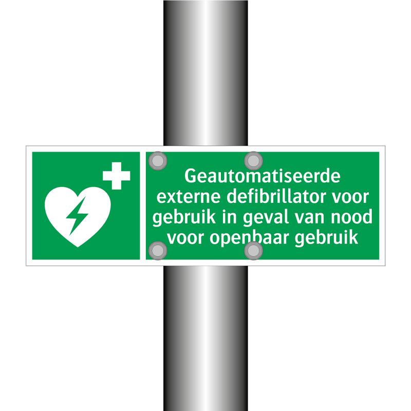 Geautomatiseerde externe defibrillator voor gebruik in geval van nood voor openbaar gebruik