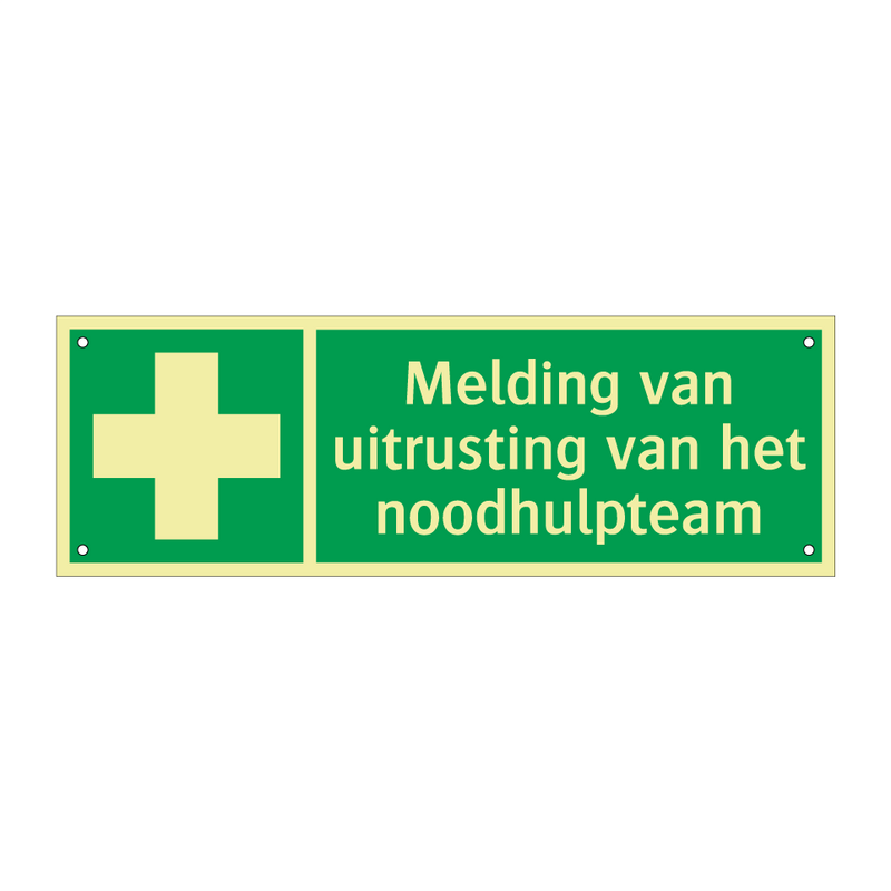 Melding van uitrusting van het noodhulpteam