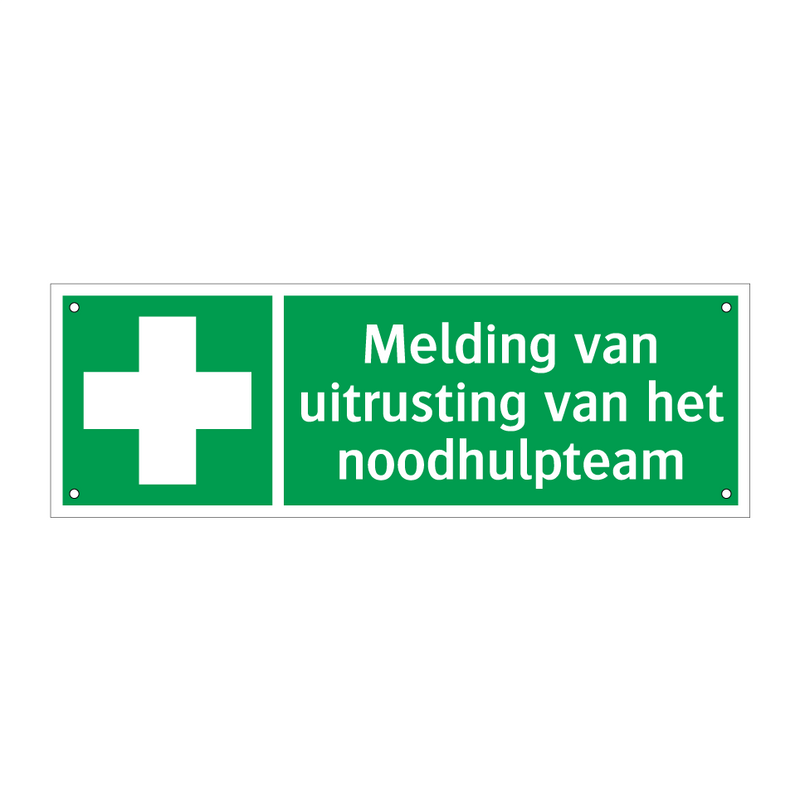 Melding van uitrusting van het noodhulpteam