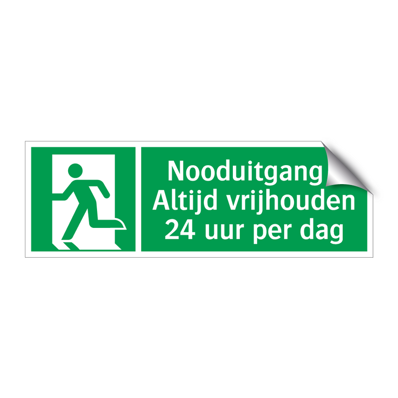 Nooduitgang - Altijd vrijhouden 24 uur per dag