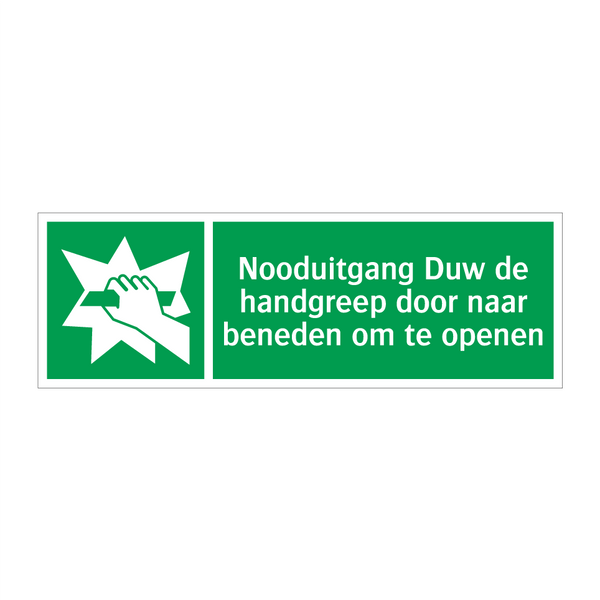 Nooduitgang Duw de handgreep door naar beneden om te openen