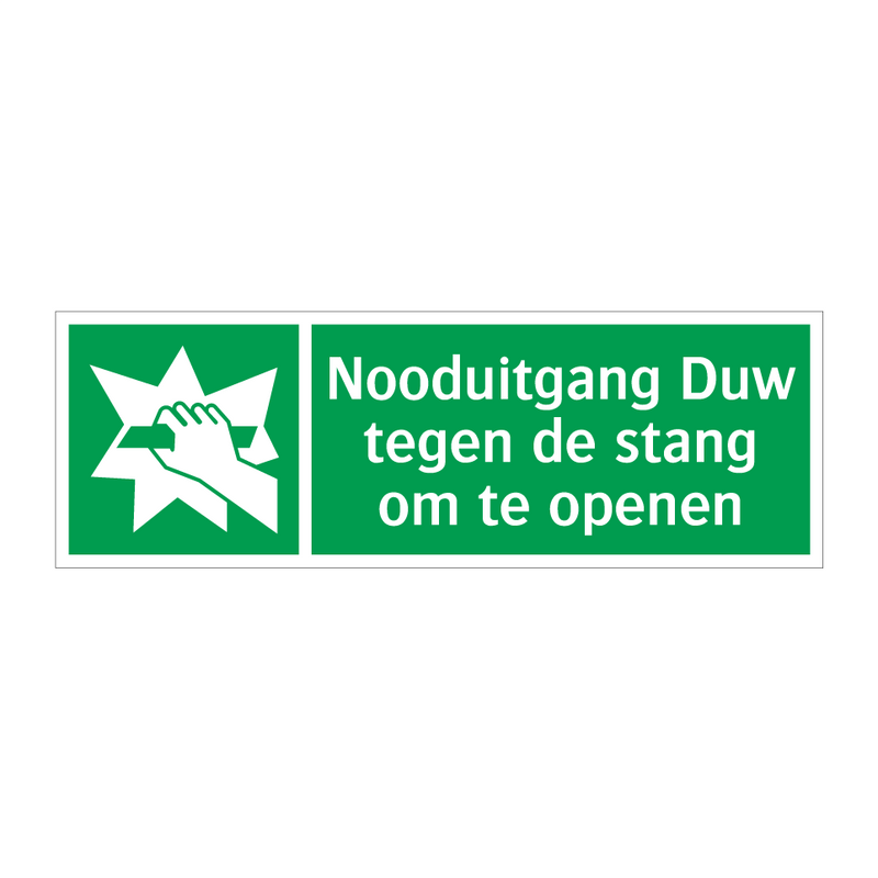 Nooduitgang Duw tegen de stang om te openen