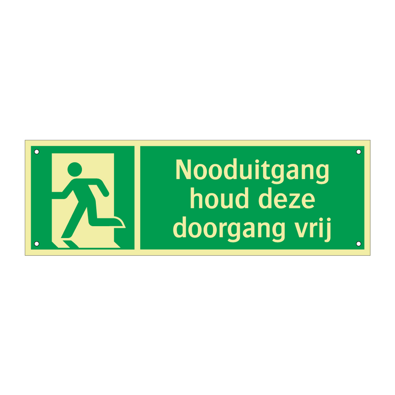 Nooduitgang houd deze doorgang vrij