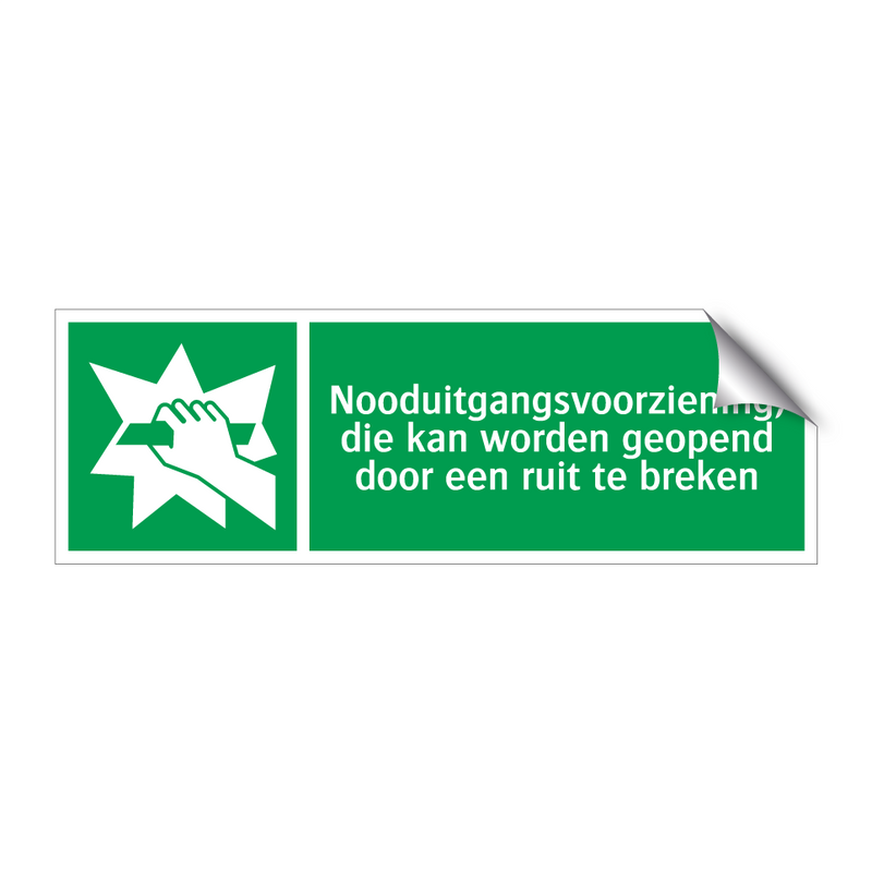 Nooduitgangsvoorziening, die kan worden geopend door een ruit te breken