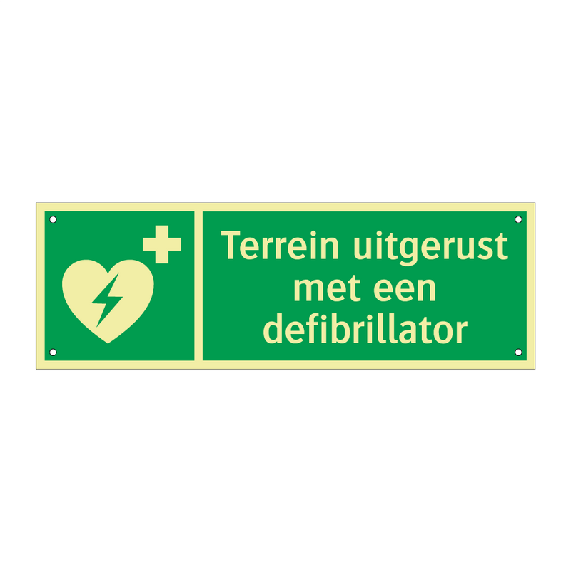 Terrein uitgerust met een defibrillator